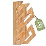 CRID Doppel Wandhalterung für die Wand aus nachhaltigem Bambus, mit Gratis Montage-Kit zum Aufhängen von Boards wie Skateboards, Longboards, Snowboards, Wakeboards und Kiteboards, Holz Wandhalterung