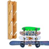 COR Surf Skateboard-Wandhalterung für 4 Boards, Snowboard-Wandhalterung für vier Boards, aus nachhaltigem Bambus, 4 Bretter, Wandregal für Schnee und Skate